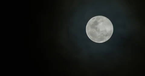 Excellent Full Moon Shot Clouds Passing Framed Right Stock Footage 102579013