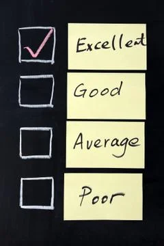 Excellent, good, average or poor Stock Photos