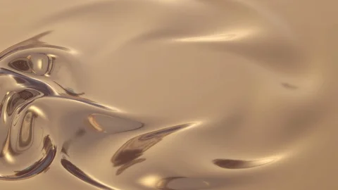 Excellent Liquid Gold Surface Movement. Waterline Border. Slow Motion. Looped Stock Footage 128726547