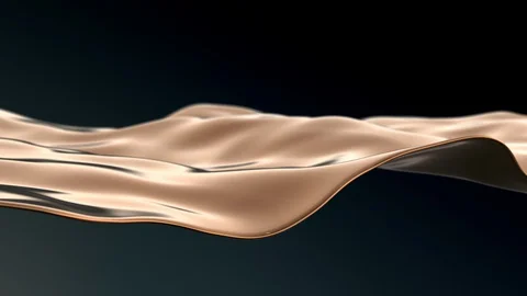 Excellent Liquid Gold Surface Movement. Waterline Border. Slow Motion. Looped Stock Footage 128726854