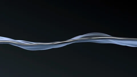 Excellent Liquid Silver Surface Movement. Waterline Border. Slow Motion. Looped Stock-Footage 129698503