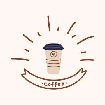 Excellent mug with an invigorating drink. Hand-drawn Coffee poster for a cafe or Stock Illustration
