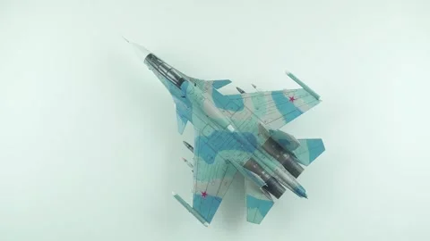An Excellent Scale Model Of The Russian Su-30 Fighter Jet. 库存影片 341095968