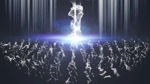 Excellent space background with the energy of the particles and triangles Stock Footage 70202267