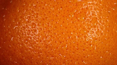 Excellent wet side of red grape-fruit, rotating to the right close up Stock Footage 77718650