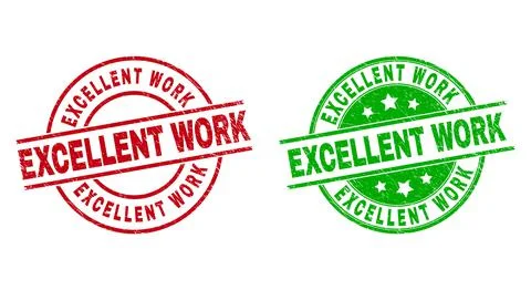 EXCELLENT WORK Round Stamps Using Unclean Style Stock Illustration