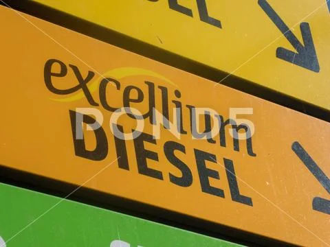 Excellium Diesel Fuel sign in a Total service station Stock Photos