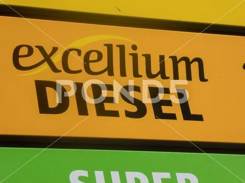 Excellium Diesel Fuel sign in a Total service station Stock Photos