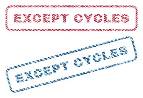 Except Cycles Text Textile Seal Stamp Watermarks Illustrazione stock
