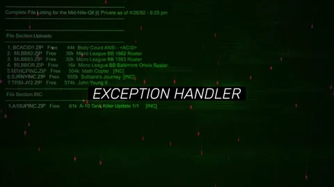 Exception Handler Text on hacking background screen Video stock 317057713