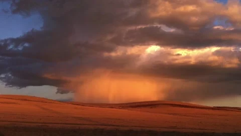 Exceptional rain shower in peach light Stock Footage 186277863