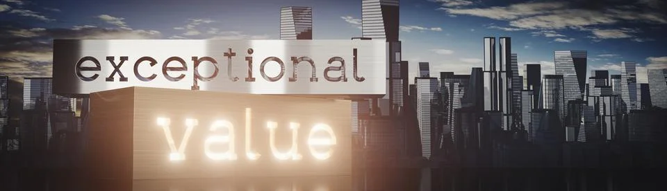 Exceptional value - block shapes and skyscrapers - 3D illustration Stock Illustration