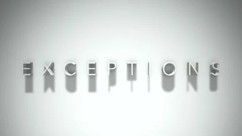 Exceptions 3D title animation with shadows on a white background Video stock 297017357