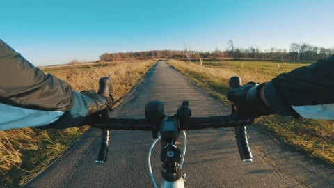 Excercise on racing bicycle seen from point of view of the bike rider Stock Footage 98765327