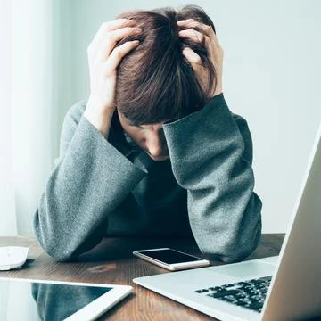 Excess information. Difficult situation, problems. Anxiety, stress, depression Stock Photos