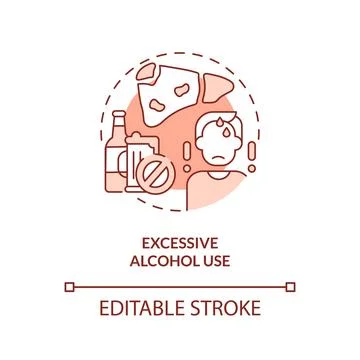 Excessive alcohol use blue concept icon Stock Illustration