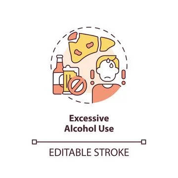 Excessive alcohol use concept icon Stock Illustration