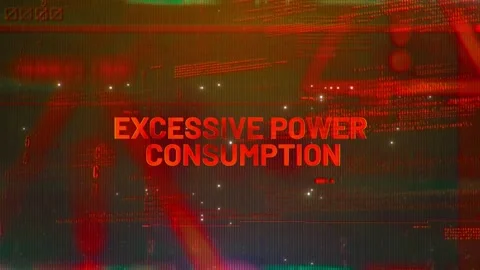 Excessive Power Consumption Word on High Technology Futuristic Background Stock Footage 343552799