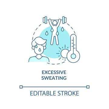 Excessive sweating blue concept icon Stock Illustration