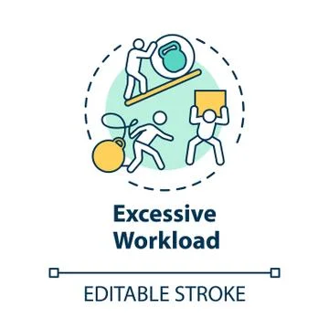 Excessive workload concept icon. Overwhelmed workaholic. Difficult work Stock Illustration