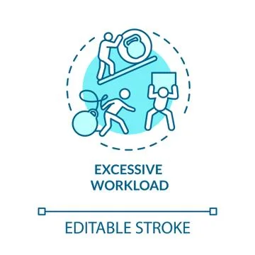 Excessive workload turquoise concept icon. Sad and stressed. Difficult work Stock Illustration