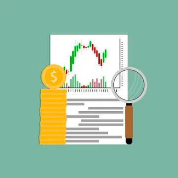 Exchange analysis financial candlestick chart Stock Illustration