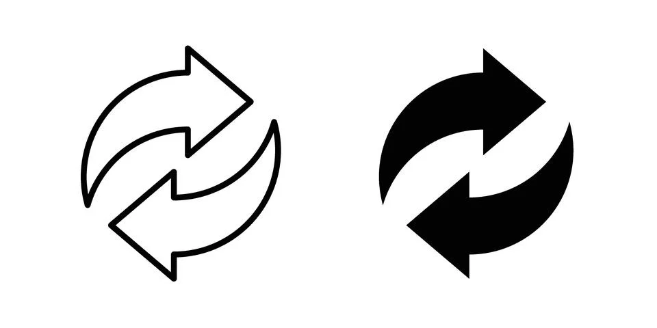 Exchange arrow icon silhouette vector set. thin line pack 스톡 일러스트