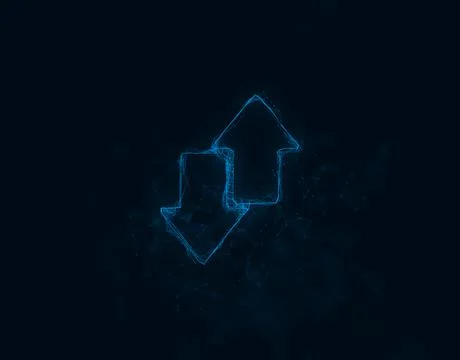 Exchange arrow transfer icon with plexus effect. Connected lines with dots イラスト素材