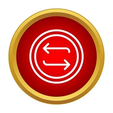 Exchange arrows icon on red round button イラスト素材