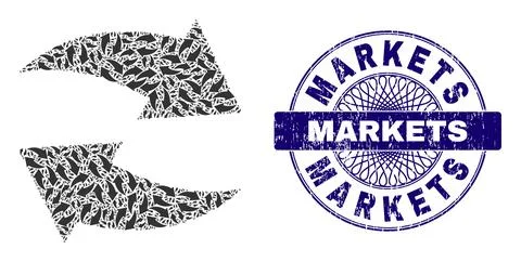 Exchange Arrows Recursion Collage of Exchange Arrows Items and Textured Markets Stock Illustration