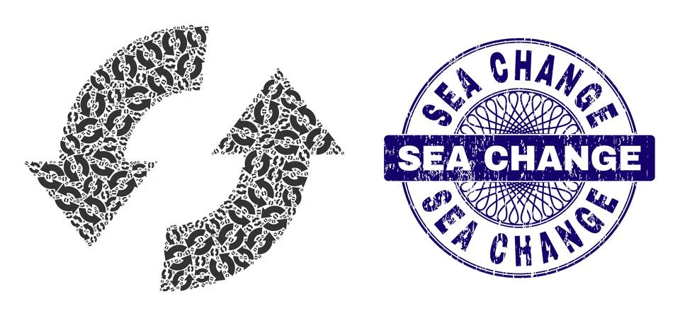 Exchange Arrows Recursion Composition of Exchange Arrows Icons and Grunge Sea Stock Illustration