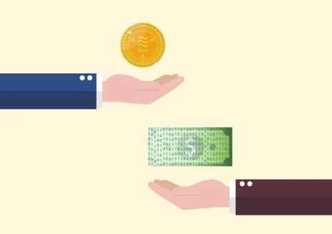Exchange between Libra currency and cash money Stock Illustration