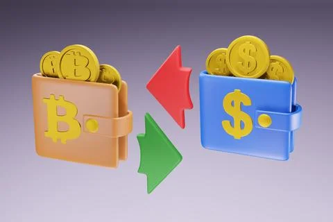 Exchange bitcoin to dollar Stock Illustration