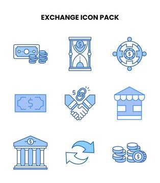 Exchange Blue Graphics Icons Pack Illustrazione stock