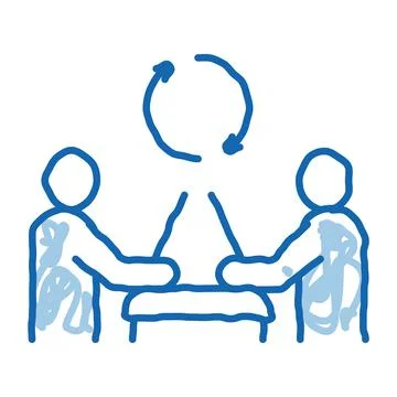 Exchange of computer experience doodle icon hand drawn illustration Stock Illustration