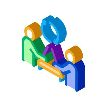 Exchange of computer experience isometric icon vector illustration Stock Illustration