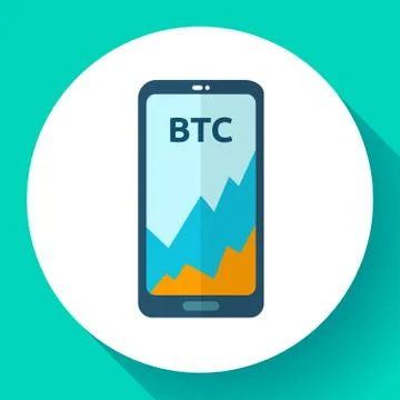 Exchange cryptocurrency in the phone, mobile application, bitcoin market Stock Illustration