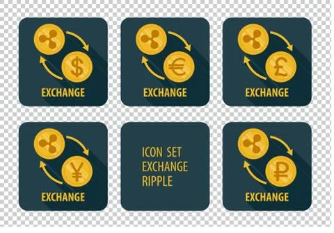 Exchange of cryptocurrency Ripple vector icons on a dark background Stock-Illustration