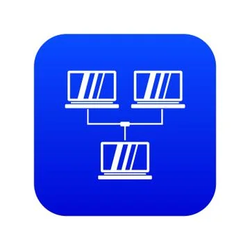 Exchange of data between computers icon digital blue Illustrazione stock