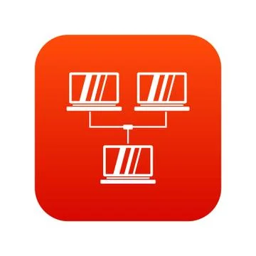 Exchange of data between computers icon digital red Illustrazione stock