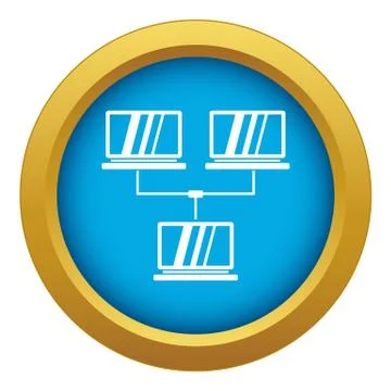 Exchange of data between computers icon blue vector isolated Stock Illustration