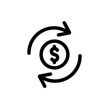Exchange dollar coin single round money transfer line icon, arrow financial usd イラスト素材