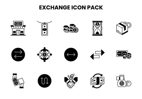 Exchange DuoTone Collection Icons Pack Stock Illustration