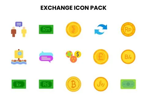 Exchange Flat Icons Pack Stock Illustration