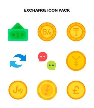 Exchange Flat Icons Pack Stock Illustration