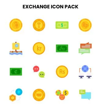 Exchange Flat Scalable Icons Pack Stock Illustration