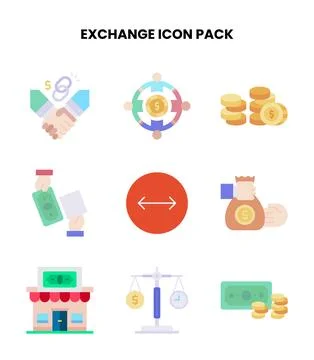 Exchange Flat SVG Icons Pack Stock Illustration