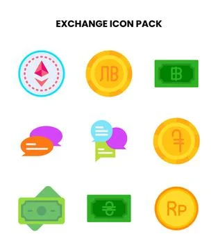Exchange Flat UI Icons Pack Stock Illustration