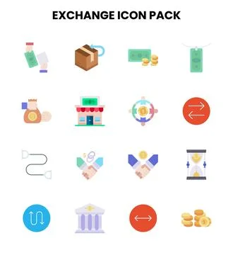 Exchange Flat Vector Icons Pack Stock Illustration
