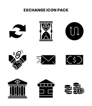 Exchange Glyph Graphics Icons Pack Stock Illustration